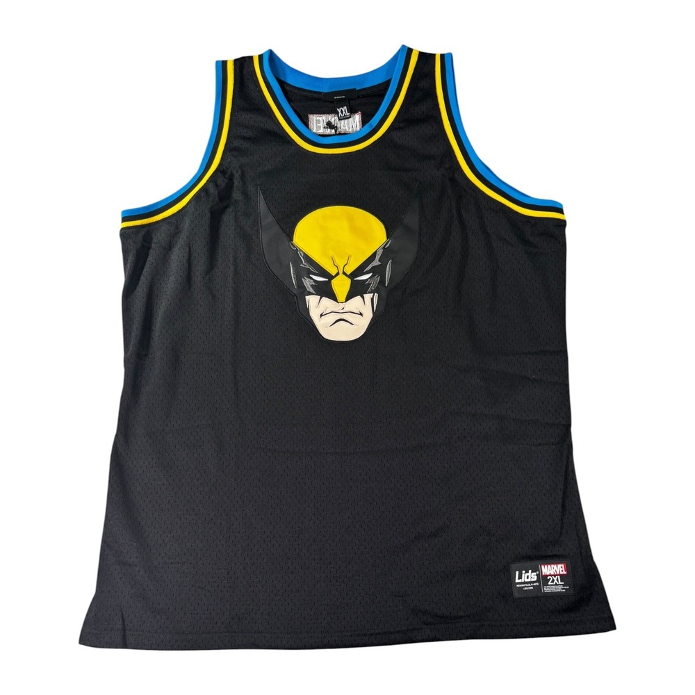 Marvel Wolverine 74 Lids Basketball Jersey Black Yellow Blue X-Men Mens 2XL